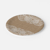 Assiettes En Carton Toile de jute et plaque à papier de dentelle (Angle)