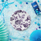 Assiettes En Carton Toile florale mauve noire n° 2 (Fête)