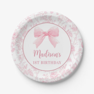 Assiettes En Carton Toile rose Bow Floral Plaques de papier d'annivers