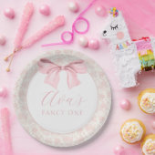 Assiettes En Carton Toile rose Bow Plaques de papier d'anniversaire (Fête)