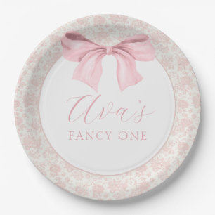 Assiettes En Carton Toile rose Bow Plaques de papier d'anniversaire