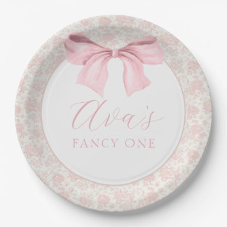 Assiettes En Carton Toile rose Bow Plaques de papier d'anniversaire