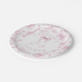 Assiettes En Carton Toile rose de Jouy Safari Baby shower Plaques de p (Angle)