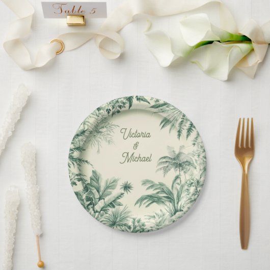 Assiettes En Carton Toile Tropical Hawaiian Island Mariage (Mariage)
