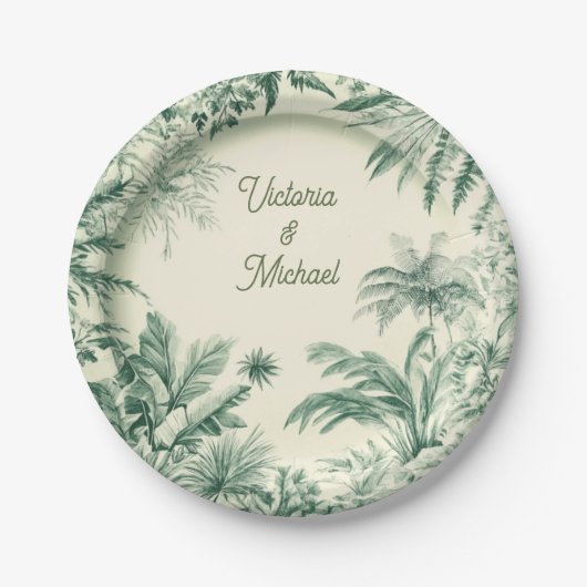 Assiettes En Carton Toile Tropical Hawaiian Island Mariage (Devant)