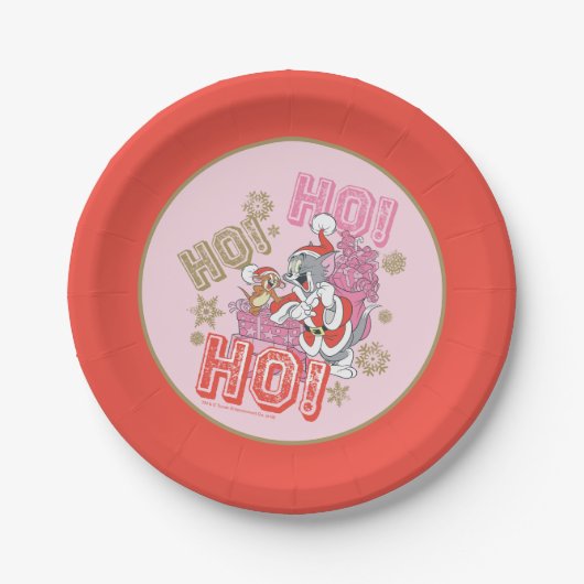 Assiettes En Carton Tom et Jerry "Ho ! Ho ! Ho !" Livraison de cadeaux (Devant)