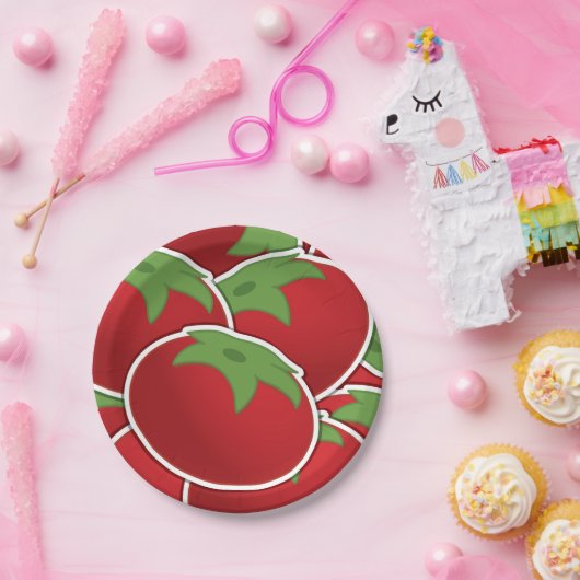 Assiettes En Carton Tomate funky (Fête)