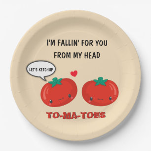 Assiettes En Carton Tomates en amour Cute Romantique Saint Valentin
