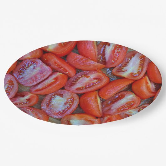 Assiettes En Carton Tomates fraîchement coupées (Angle)