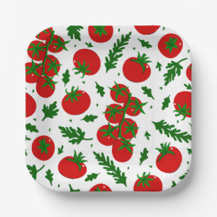 Assiettes En Carton tomates roquette légumes végan végétarien