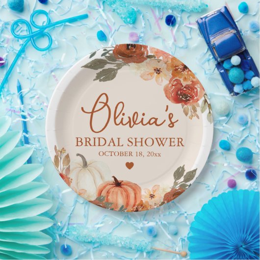 Assiettes En Carton Tombe en amour Boho Terracotta Citrouille Fête des (Fête)