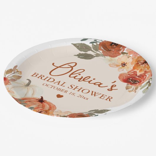 Assiettes En Carton Tombe en amour Boho Terracotta Citrouille Fête des (Angle)