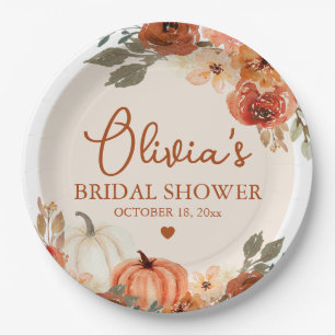 Assiettes En Carton Tombe en amour Boho Terracotta Citrouille Fête des