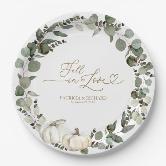 Assiettes En Carton Tombe en amour Mariage Citrouille de verdure (Devant)