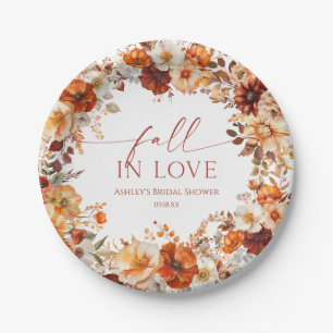 Assiettes En Carton Tombent en Amour Rustique Bourgogne Floral Fête de