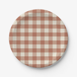 Assiettes En Carton Tomber Amaro sur motif carreaux Gingham - motif à