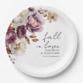 Assiettes En Carton tomber amoureux | Mariage d'automne floral de Bour (Devant)