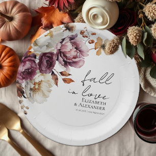 Assiettes En Carton tomber amoureux Mariage d'automne floral de Bour