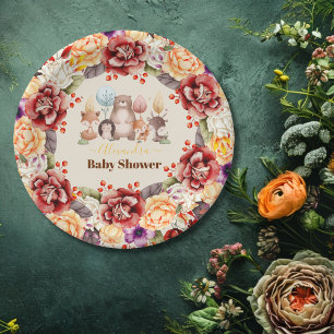 Assiettes En Carton Tomber dans l'amour Baby Baby shower boisé