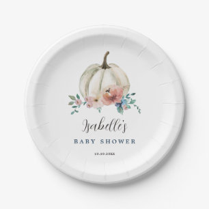 Assiettes En Carton Tomber dans l'amour Baby shower Citrouille Floral