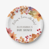 Assiettes En Carton Tomber dans l'amour Baby shower d'automne fleuri (Devant)