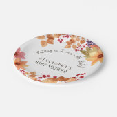 Assiettes En Carton Tomber dans l'amour Baby shower d'automne fleuri (Angle)