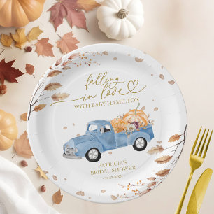 Assiettes En Carton Tomber dans l'amour Citrouille Baby shower d'autom