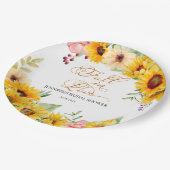 Assiettes En Carton Tomber dans l'amour | Fête des mariées tournesol (Angle)