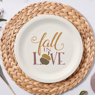 Assiettes En Carton Tomber dans l'amour   Maïs d'automne blanc