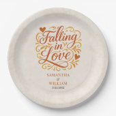 Assiettes En Carton Tomber dans l'amour Mariage d'automne moderne (Devant)