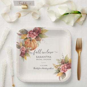 Assiettes En Carton Tombez amoureux des feuilles d'automne Citrouille