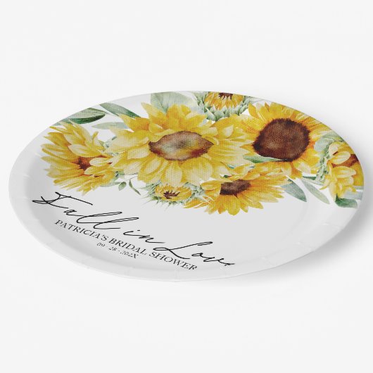 Assiettes En Carton Tombez amoureux Fête de mariage thème Tournesol (Angle)