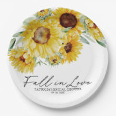 Assiettes En Carton Tombez amoureux Fête de mariage thème Tournesol (Devant)