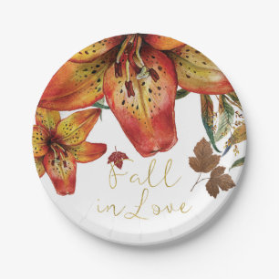Assiettes En Carton Tombez amoureux Fleurs orange et feuilles de lys A