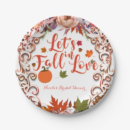 Assiettes En Carton Tombez amoureux Floral Automnal BRIDAL SHOWER (Devant)