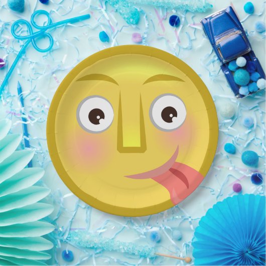 Assiettes En Carton Tongue Out Emoji Funny Goofy Face (Fête)
