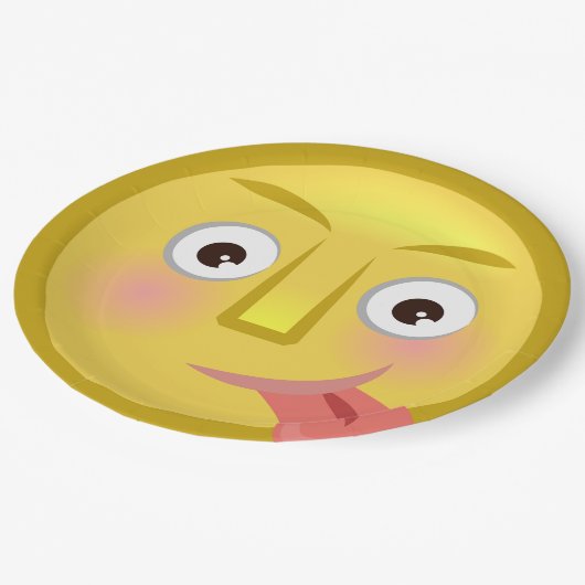 Assiettes En Carton Tongue Out Emoji Funny Goofy Face (Angle)