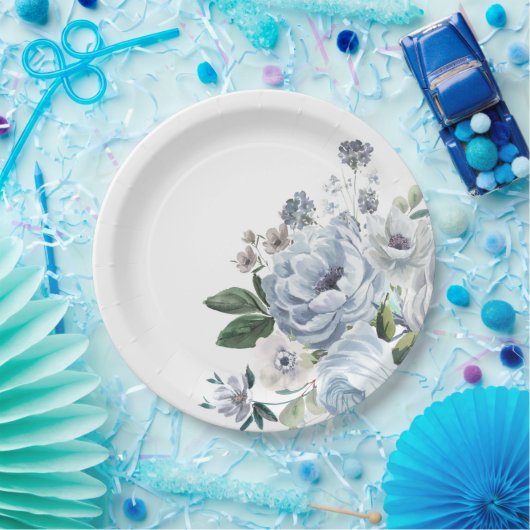 Assiettes En Carton Tons de gris bleu foncé hiver Mariage rustique (Fête)