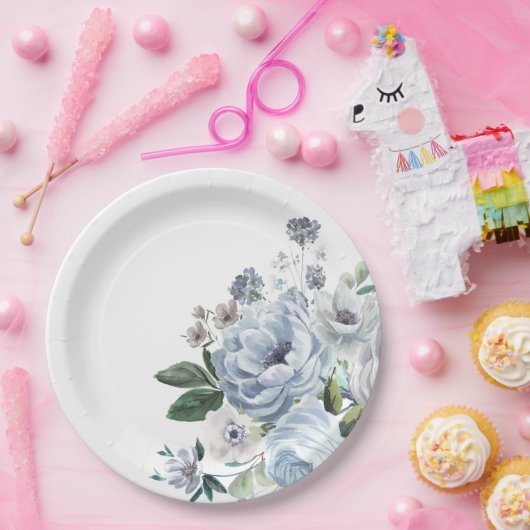 Assiettes En Carton Tons de gris bleu foncé hiver Mariage rustique (Fête)