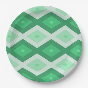 Assiettes En Carton Tons de motif diamant vert