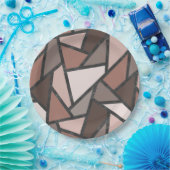 Assiettes En Carton Tons de motif en vitrail marron (Fête)