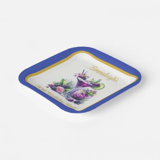 Assiettes En Carton Tons de violet : Un Carré d'anniversaire violet bl (Angulaire)