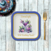 Assiettes En Carton Tons de violet : Un Carré d'anniversaire violet bl