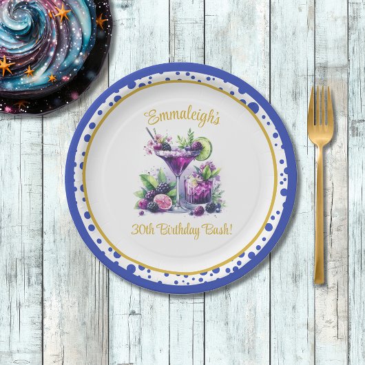 Assiettes En Carton Tons de violet : Un point de violet bleu Anniversa