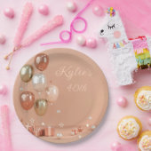 Assiettes En Carton Tons des ballons roses 40e (Fête)