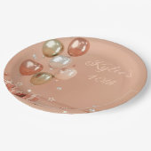 Assiettes En Carton Tons des ballons roses 40e (Angle)