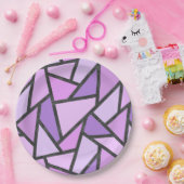 Assiettes En Carton Tons du motif en vitrail lilas (Fête)