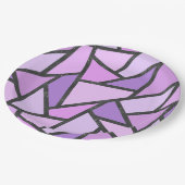 Assiettes En Carton Tons du motif en vitrail lilas (Angle)