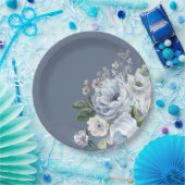 Assiettes En Carton Tons gris bleu foncé hiver Mariage rustique Pa (Fête)