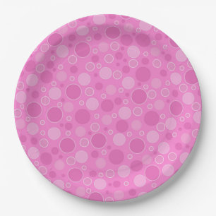 Assiettes En Carton Tons rose Lilac avec pois dans les années 60 rétro